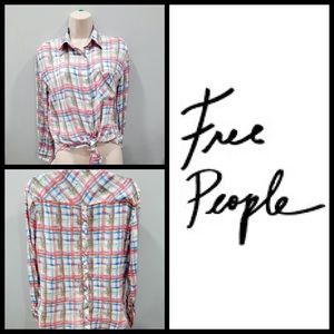 Free People We the Free Tie Front Button Down Shirt